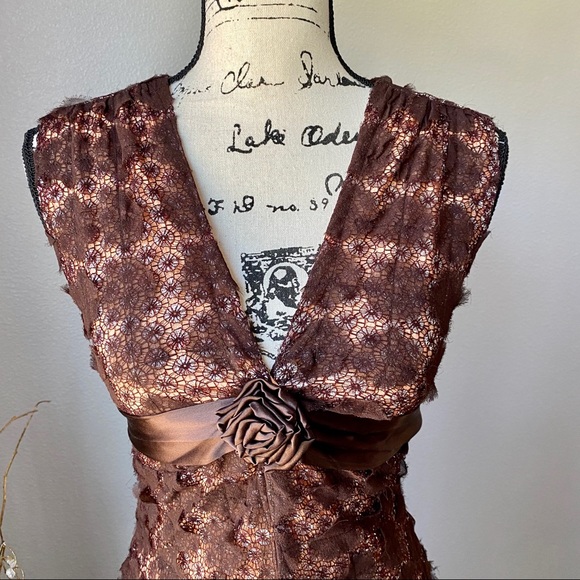 Anthopologie Eva Franco Brown Lace Summer Dress - Picture 7 of 8